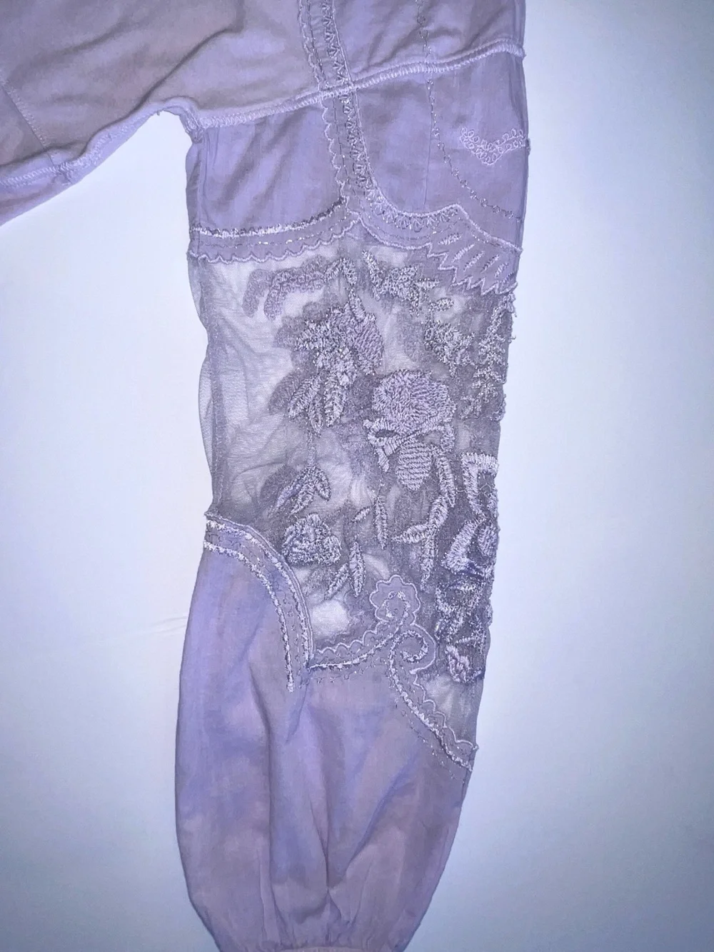 Free People Lace Inset Long Sleeve Top, Lavender, Medium